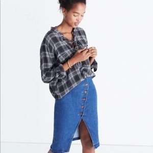 Madewell Terrace Lace-Up Plaid Shirt, size xs.